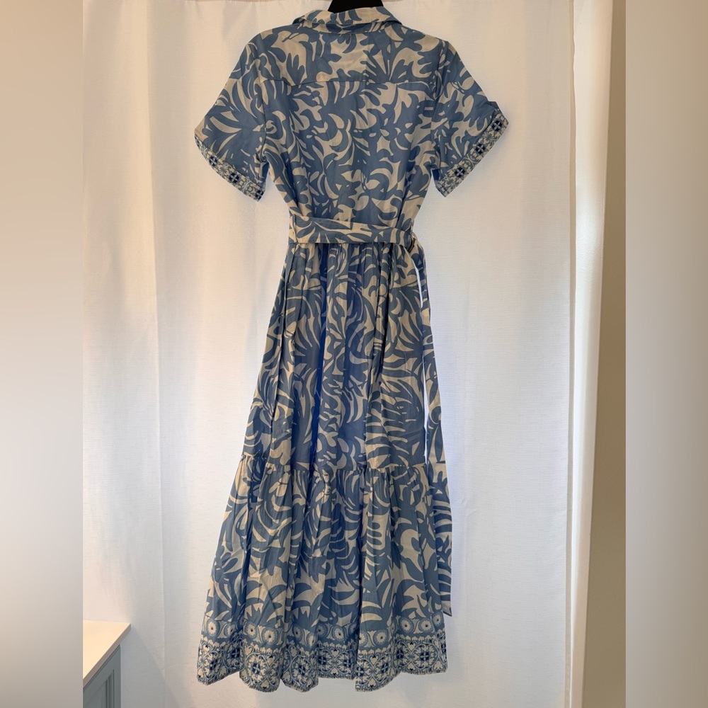 Blue and Cream Patterned Dress - Picture 2 of 3